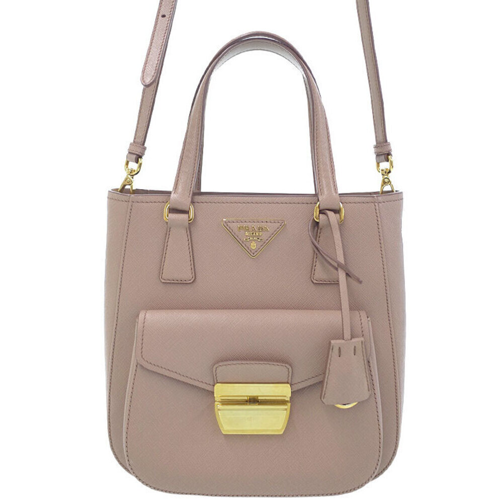 Prada Metropolis Saffiano Lux Top Handle Tote Bag Cipria Beige Pink